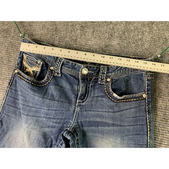 Maurices Womens 9 10 short thick stitching fancy embellished back pockets Jeans - Picture 8 of 10